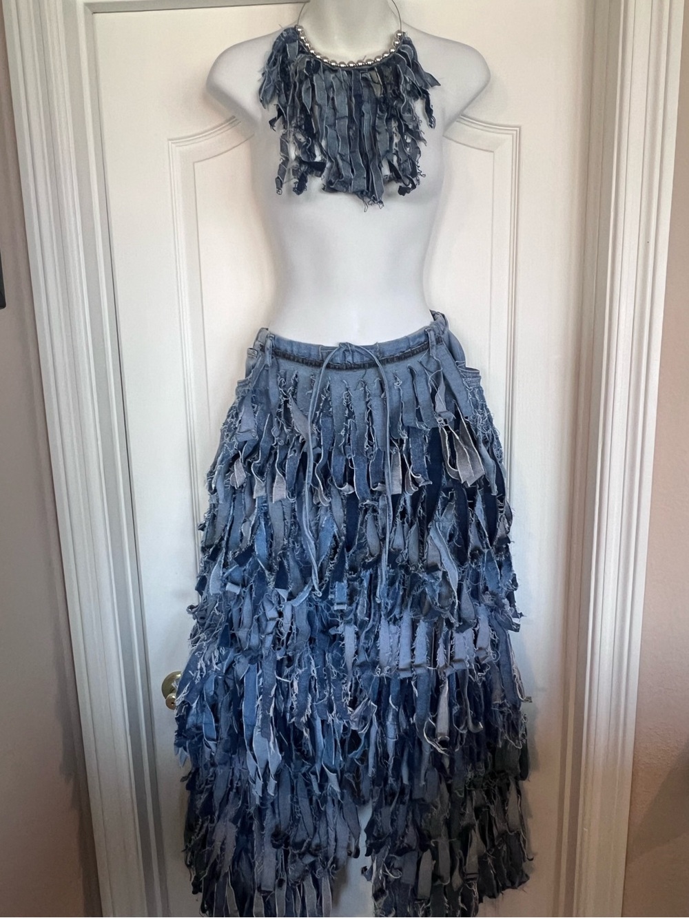 Custom made Frayed Denim Jeans! Show stopper!